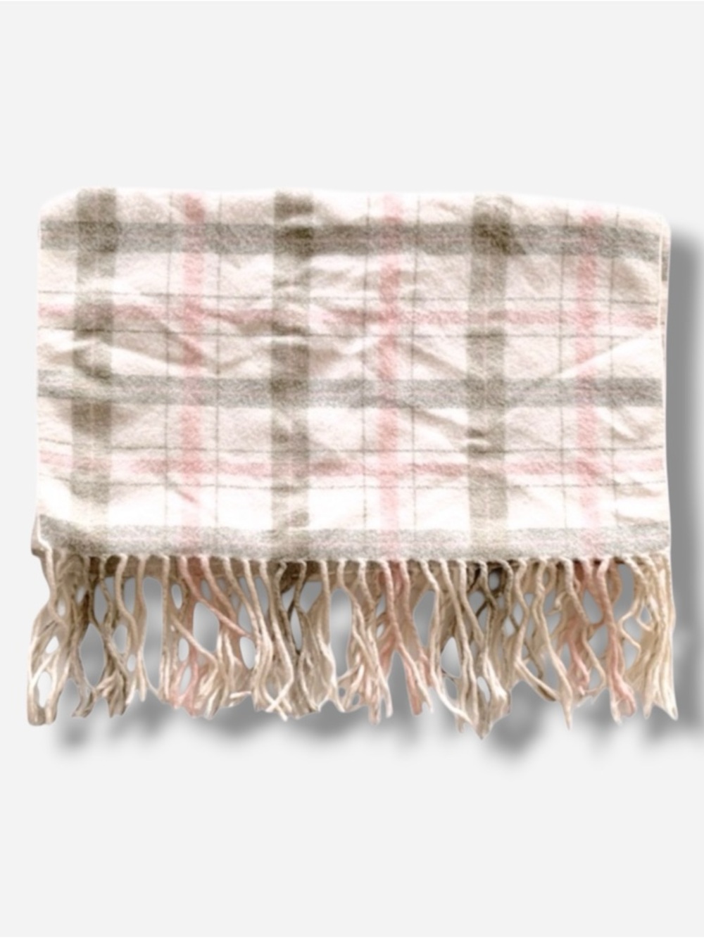 🌸Huabo🌸 Plaid Fleece Scarf 12”x61” 100% Silk